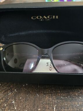 Coach Black Frame Sunglasses with Gradient Gray Lenses